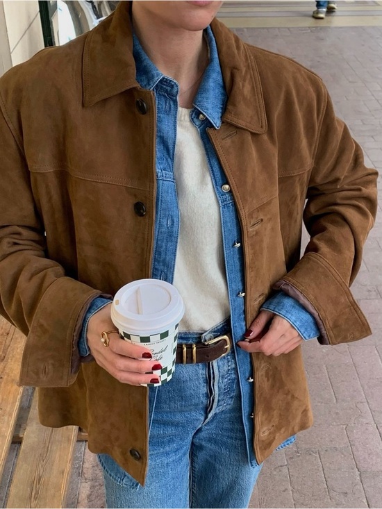 Anwnd Jackets & Blazers - Classic Brown Suede Lightweight Shirt Jacket - Women's Casual Layer